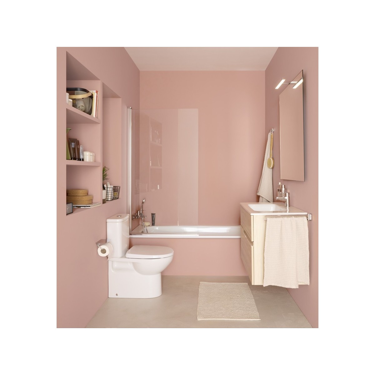 Victoria-n pack (meuble+lavabo+miroir+applique) 2 tiroirs 1000 mm frêne clair - ROCA A852108541 