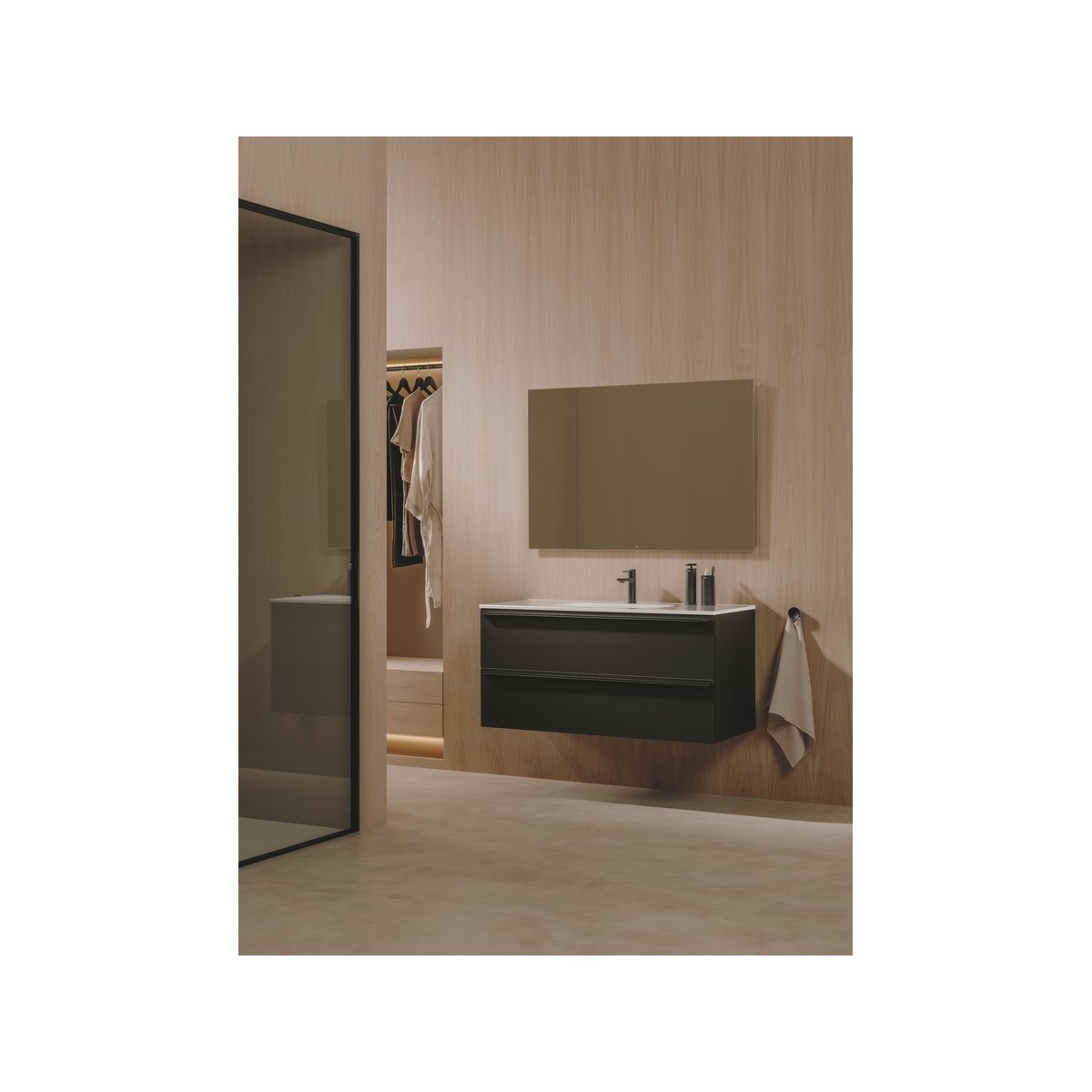 Volia unik meuble 2 tiroirs onyx mat et lavabo en céramique onyx mat 1200 mm - ROCA A852542531 