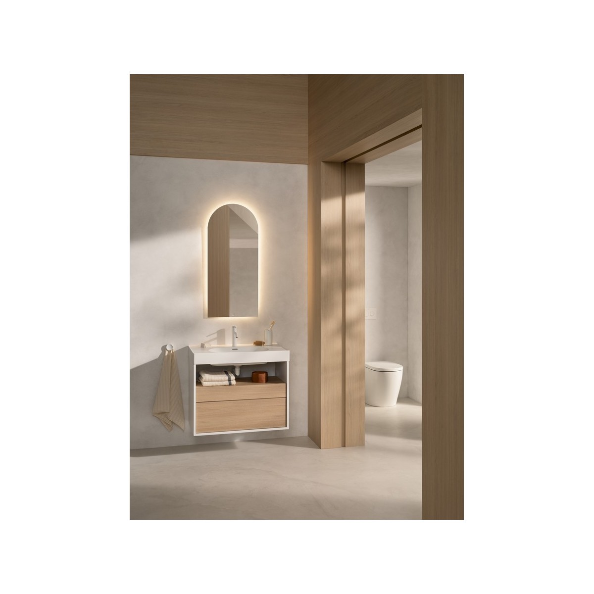 Meridian meuble 2 tiroirs et 1 niche blanc mat et aulne 800 mm - ROCA A858107607 