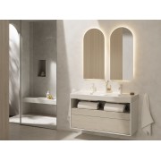 Meridian meuble 2 tiroirs et 1 niche blanc mat et bouleau clair 1200 mm - ROCA A858109605 