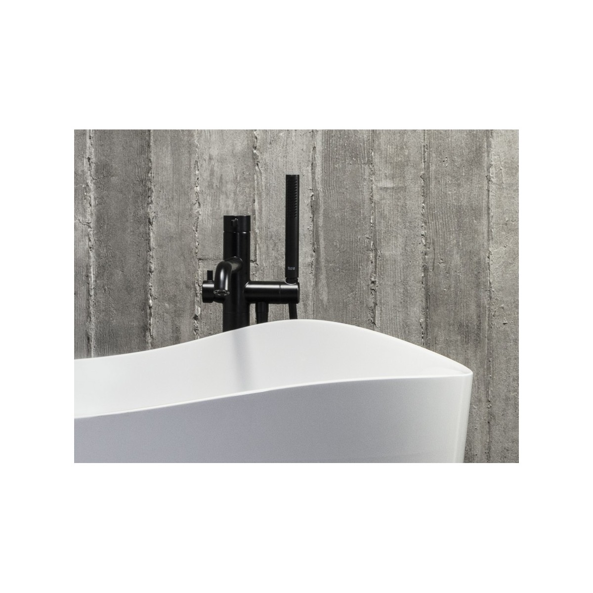 Ohtake baignoire îlot en stonex avec vidage clic-clac et siphon blanc - ROCA A248722000 