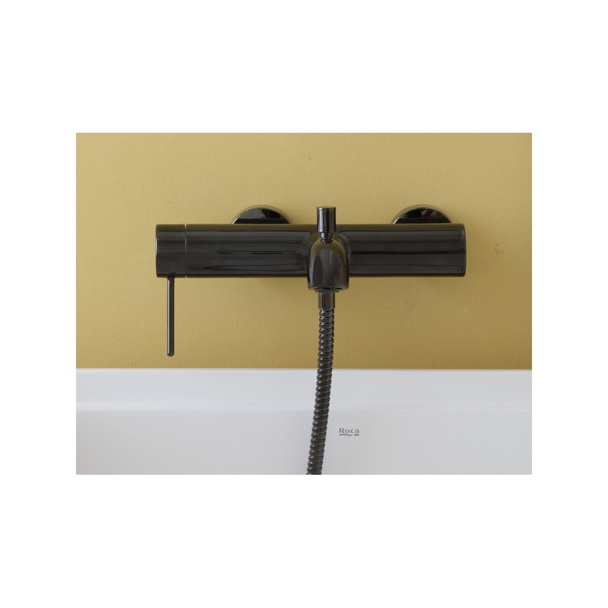 Nu mitigeur bd mural avec inverseur automatique et poignée fine titanium black - ROCA A5A023FCN0 