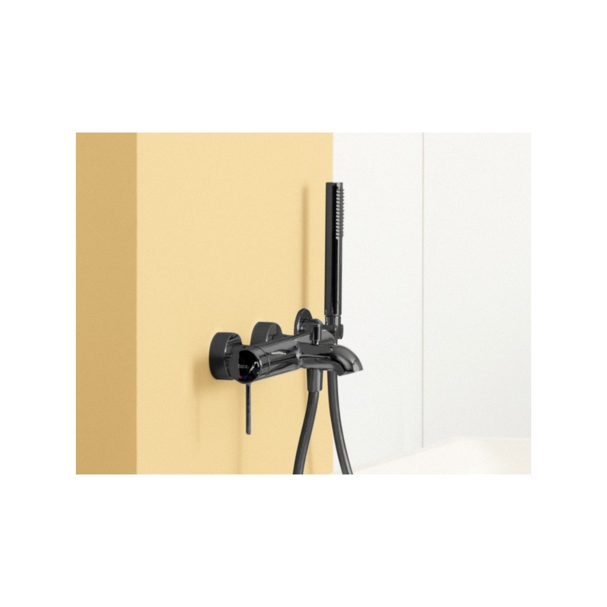 Nu mitigeur bd mural avec inverseur automatique et poignée fine titanium black - ROCA A5A023FCN0 