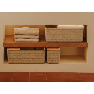 Tura petit panier en feutre recyclé avec couvercle en liège 335x165mm - ROCA A818025N10 