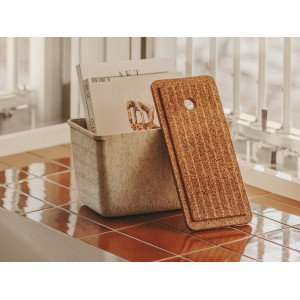 Tura petit panier en feutre recyclé avec couvercle en liège 335x165mm - ROCA A818025N10 
