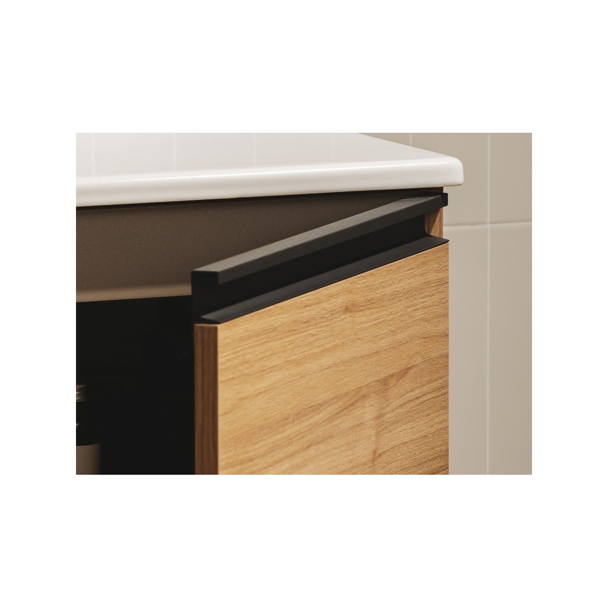 The gap pack 2t + 1p lavabo mural gauche 1000mm noyer/poignées noires - ROCA A851979517 