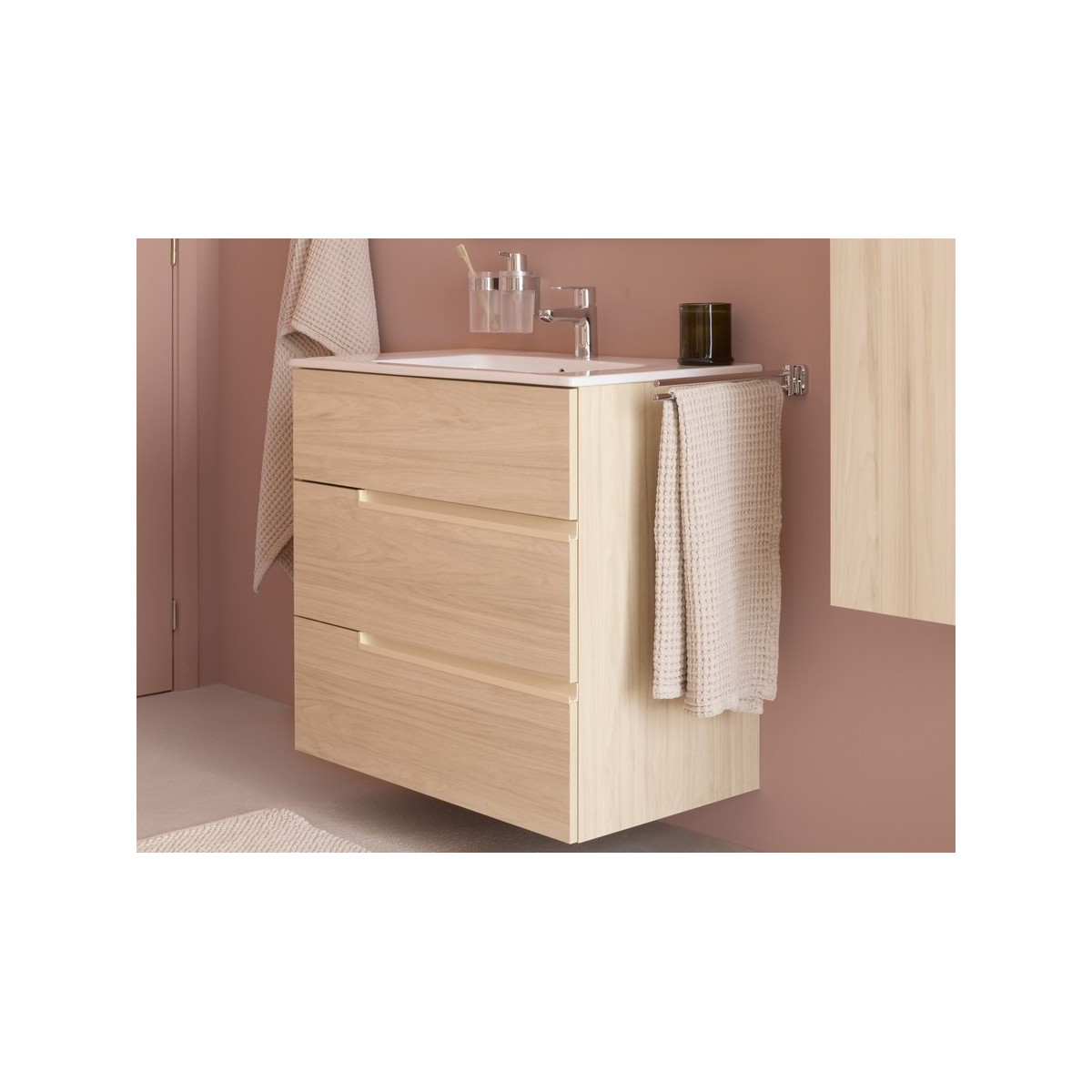 Victoria-n unik (meuble+lavabo) 3 tiroirs 1000 mm frêne clair - ROCA A852103541 