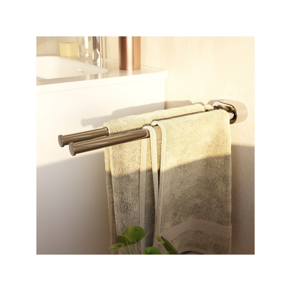 Niara porte-serviettes pivotant double 40 cm pvd or rosé brossé 78x402x45 mm - LAUFEN H3810611680011 