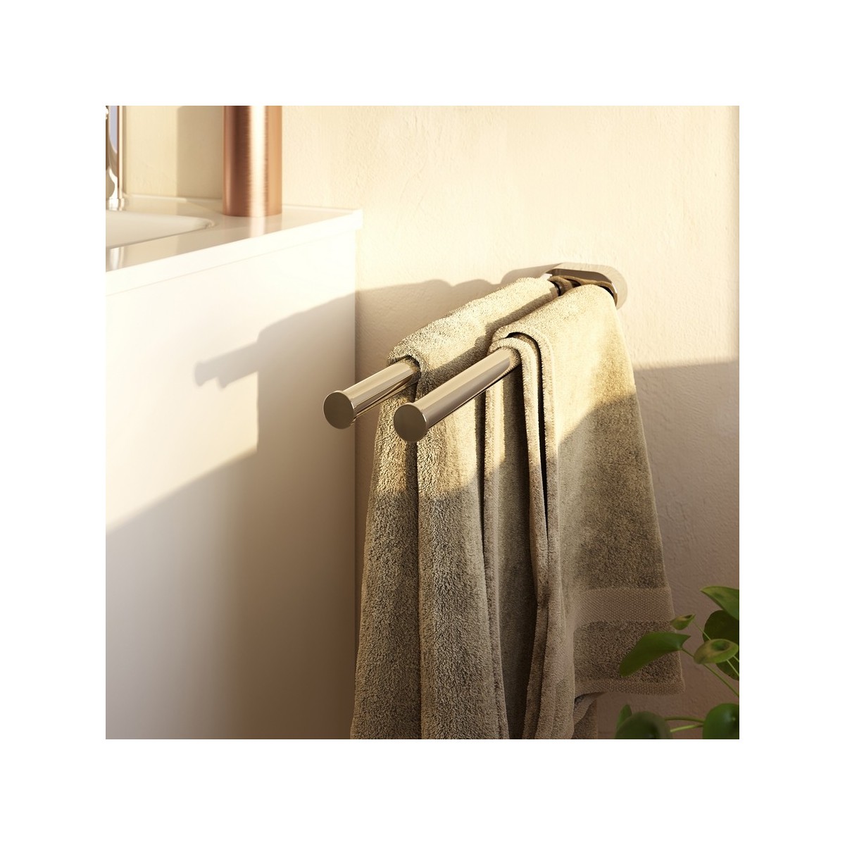 Niara porte-serviettes pivotant double 40 cm pvd or rosé brossé 78x402x45 mm - LAUFEN H3810611680011 