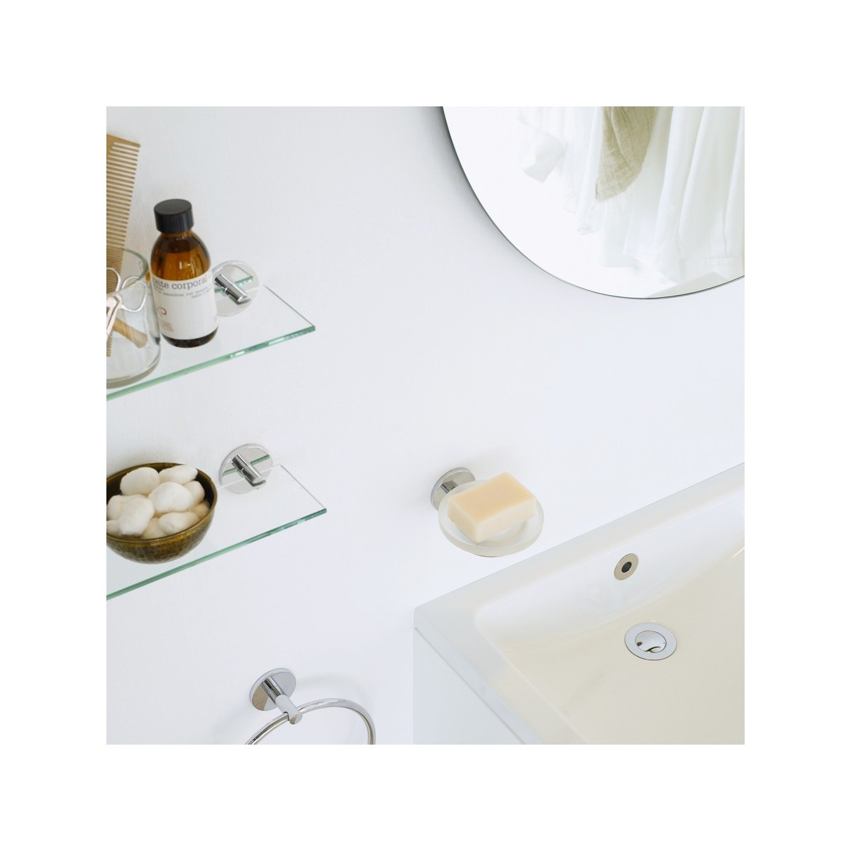 Cana tablette 60 cm verre et à coller chromé chromé 600x105x55 mm - LAUFEN H3851320040001 