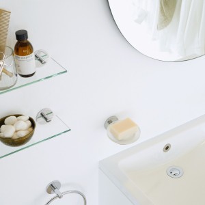 Cana tablette 60 cm verre et à coller chromé chromé 600x105x55 mm - LAUFEN H3851320040001 