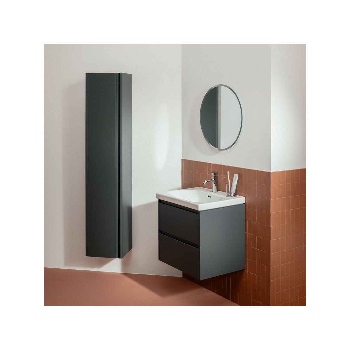 Lani armoire haute 1 porte charnières à gauche 355x335x1650mm gris traffic - LAUFEN H4037211122661 