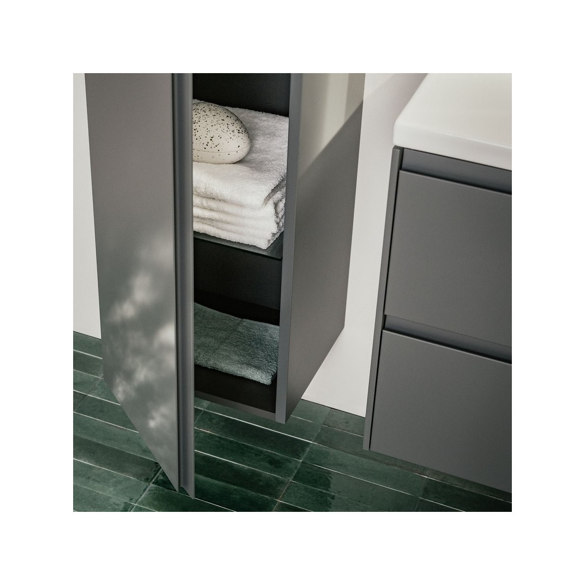 Lani armoire haute 1 porte charnières à gauche 355x335x1650mm gris traffic - LAUFEN H4037211122661 