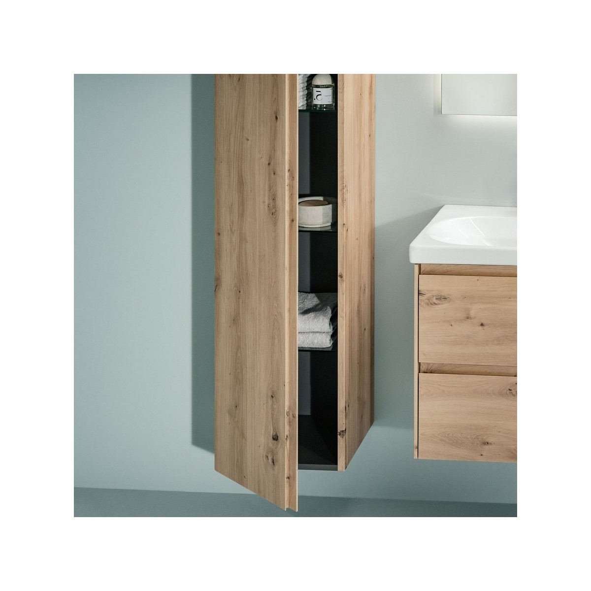 Lani armoire haute 1 porte charnières à gauche 355x335x1650mm chêne sauvage - LAUFEN H4037211122671 