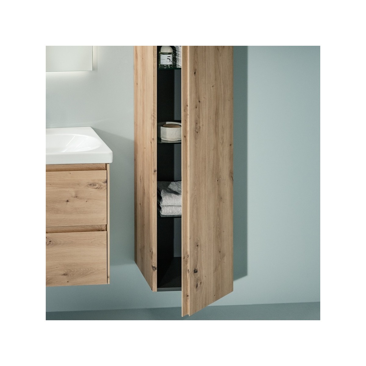 Lani armoire haute 1 porte charnières à gauche 355x335x1650mm chêne sauvage - LAUFEN H4037211122671 