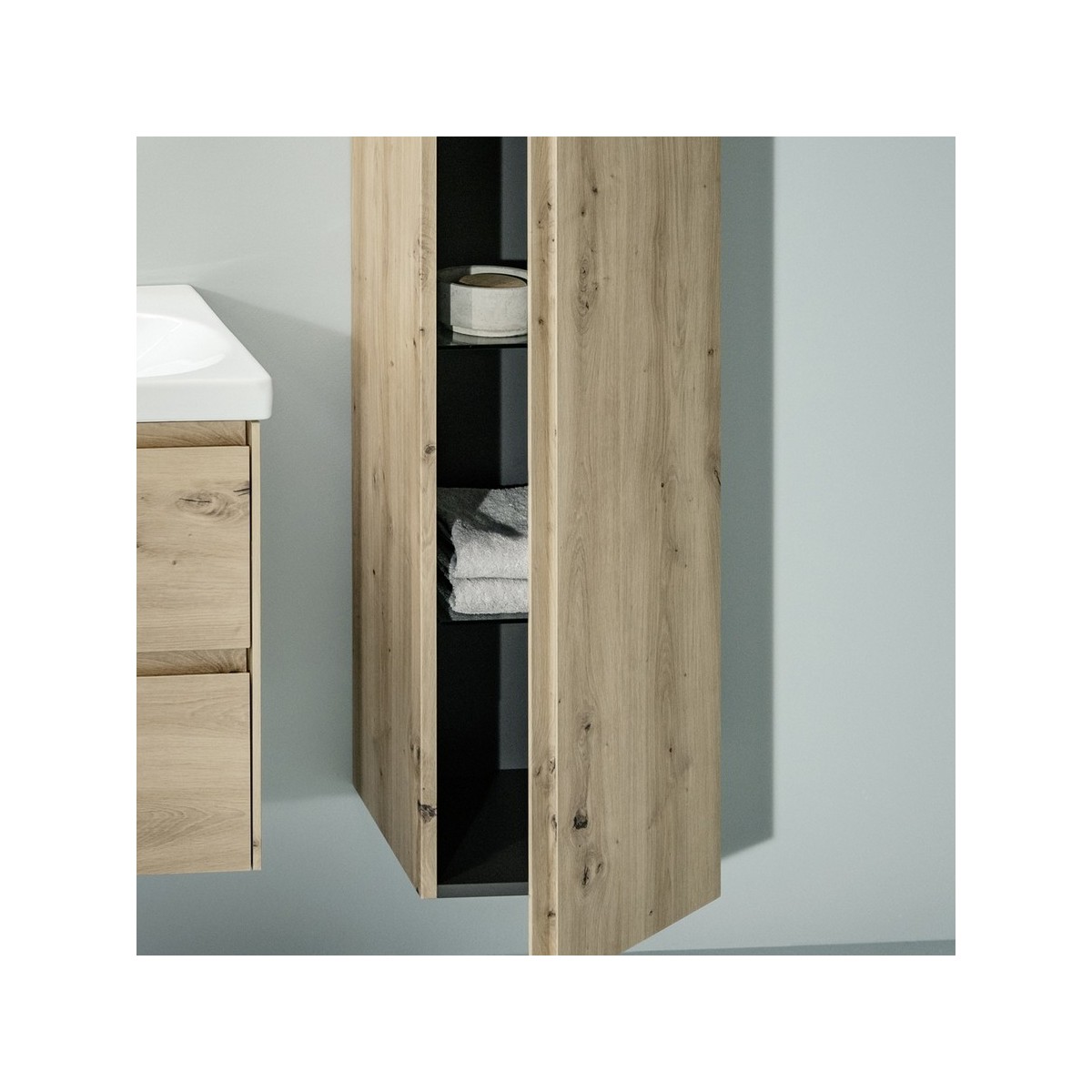 Lani armoire haute 1 porte charnières à droite 355x335x1650mm blanc mat - LAUFEN H4037221122601 