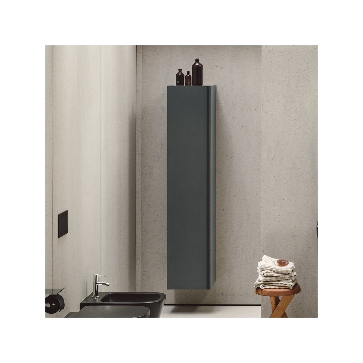 Meda armoire haute 1650 1 porte charnières à gauche blanc mat 355x335x1650 mm - LAUFEN H4216510112601 