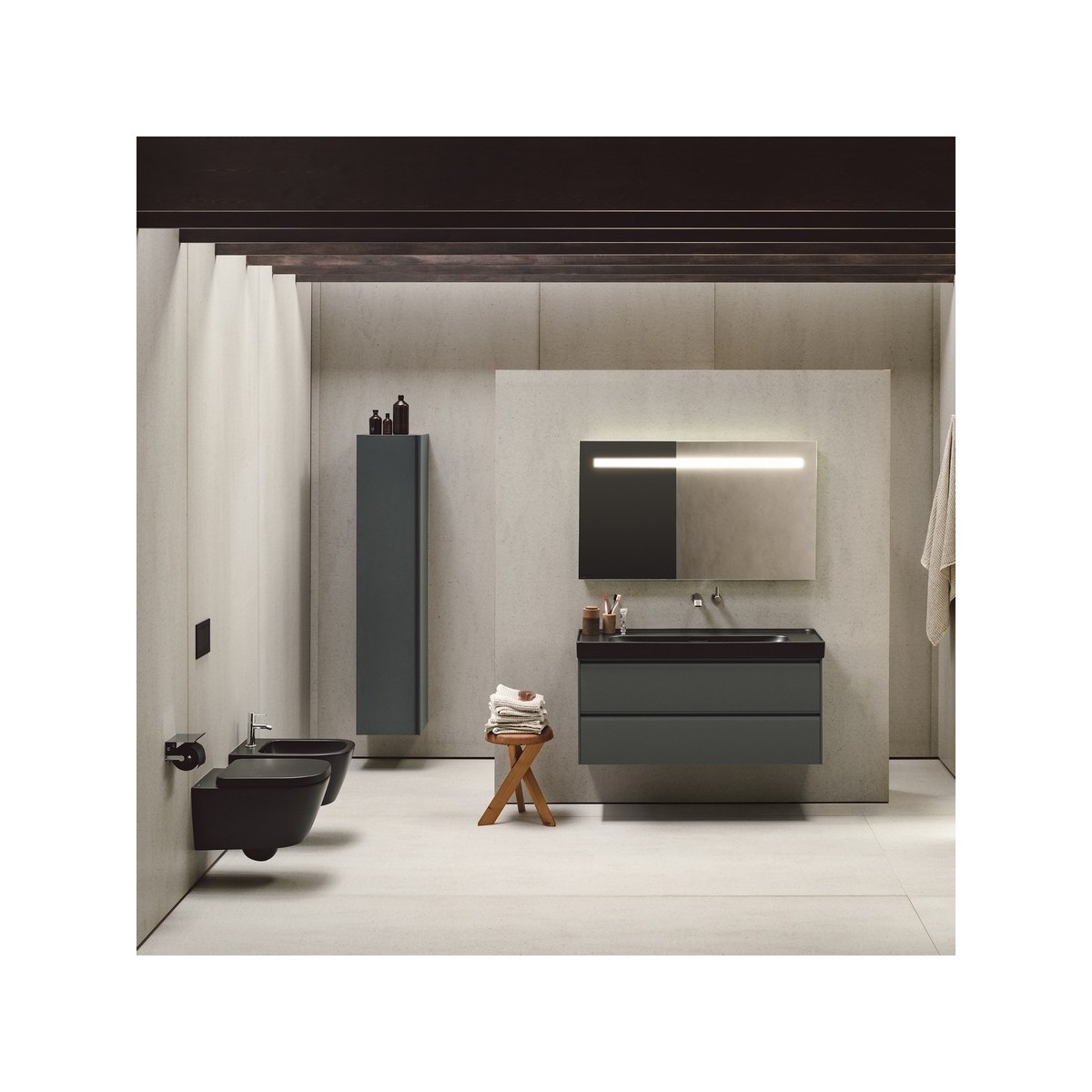 Meda armoire haute 1650 1 porte charnières à gauche gris traffic 355x335x1650 mm - LAUFEN H4216510112661 