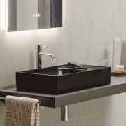 Meda vasque à poser avec plage de robinetterie à gauche blanc 600x350x120 mm - LAUFEN H8121130001121 