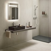 Meda vasque à poser avec plage de robinetterie à gauche noir mat 600x350x120 mm - LAUFEN H8121137161121 