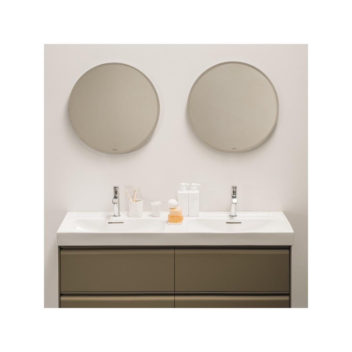 Meda lavabo double mural ou à poser sur meuble blanc 1300x460x80 mm - LAUFEN H8141120001041 