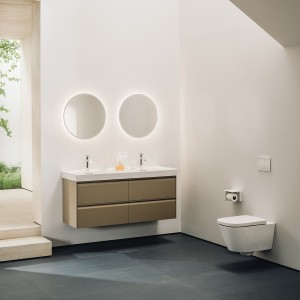 Meda lavabo double mural ou à poser sur meuble blanc lcc 1300x460x80 mm - LAUFEN H8141124001041 