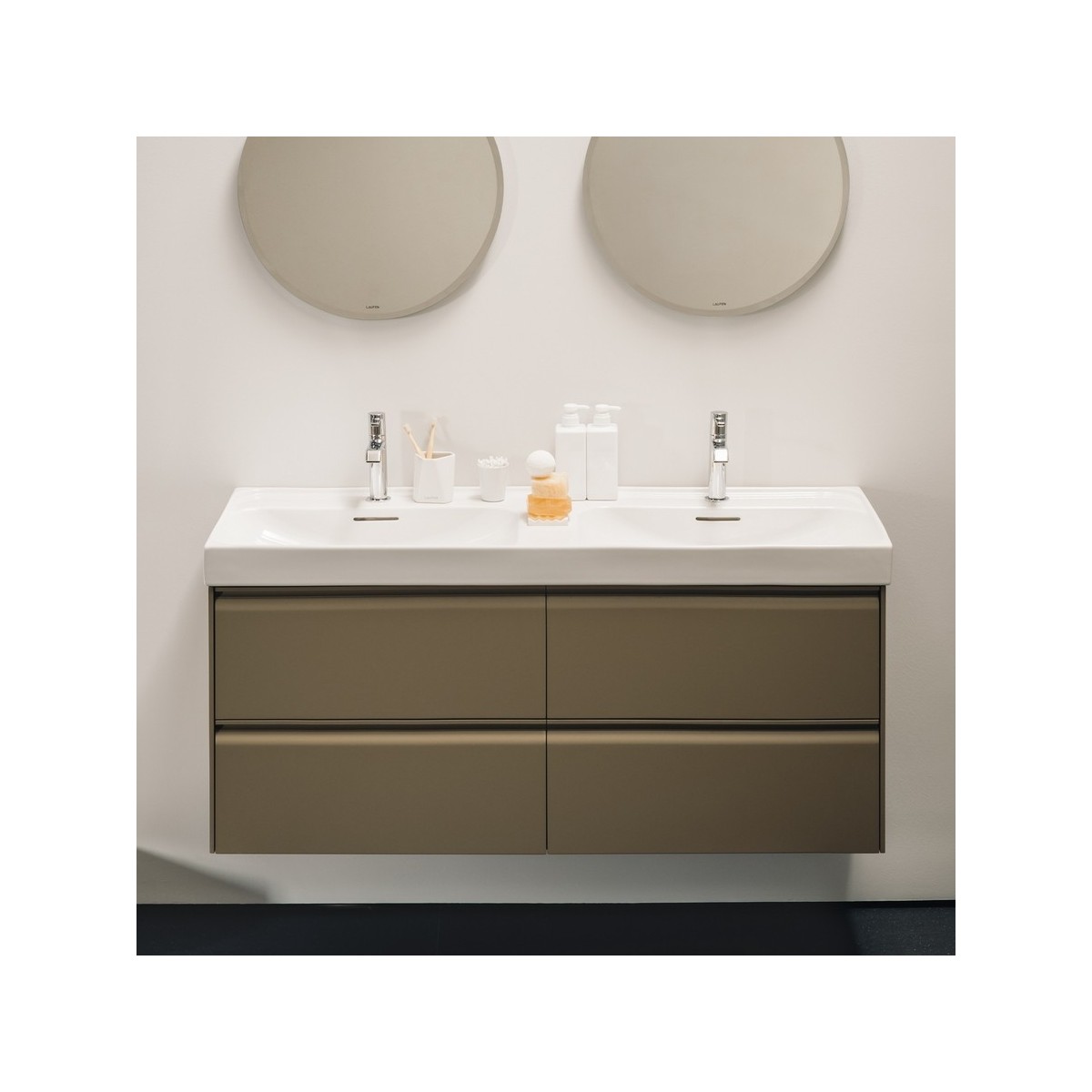 Meda lavabo double mural ou à poser sur meuble blanc mat 1300x460x80 mm - LAUFEN H8141127571041 