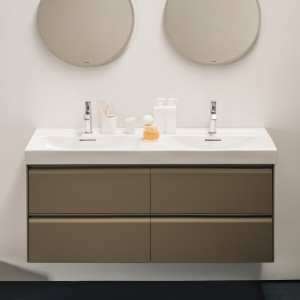 Meda lavabo double mural ou à poser sur meuble blanc mat 1300x460x80 mm - LAUFEN H8141127571041 