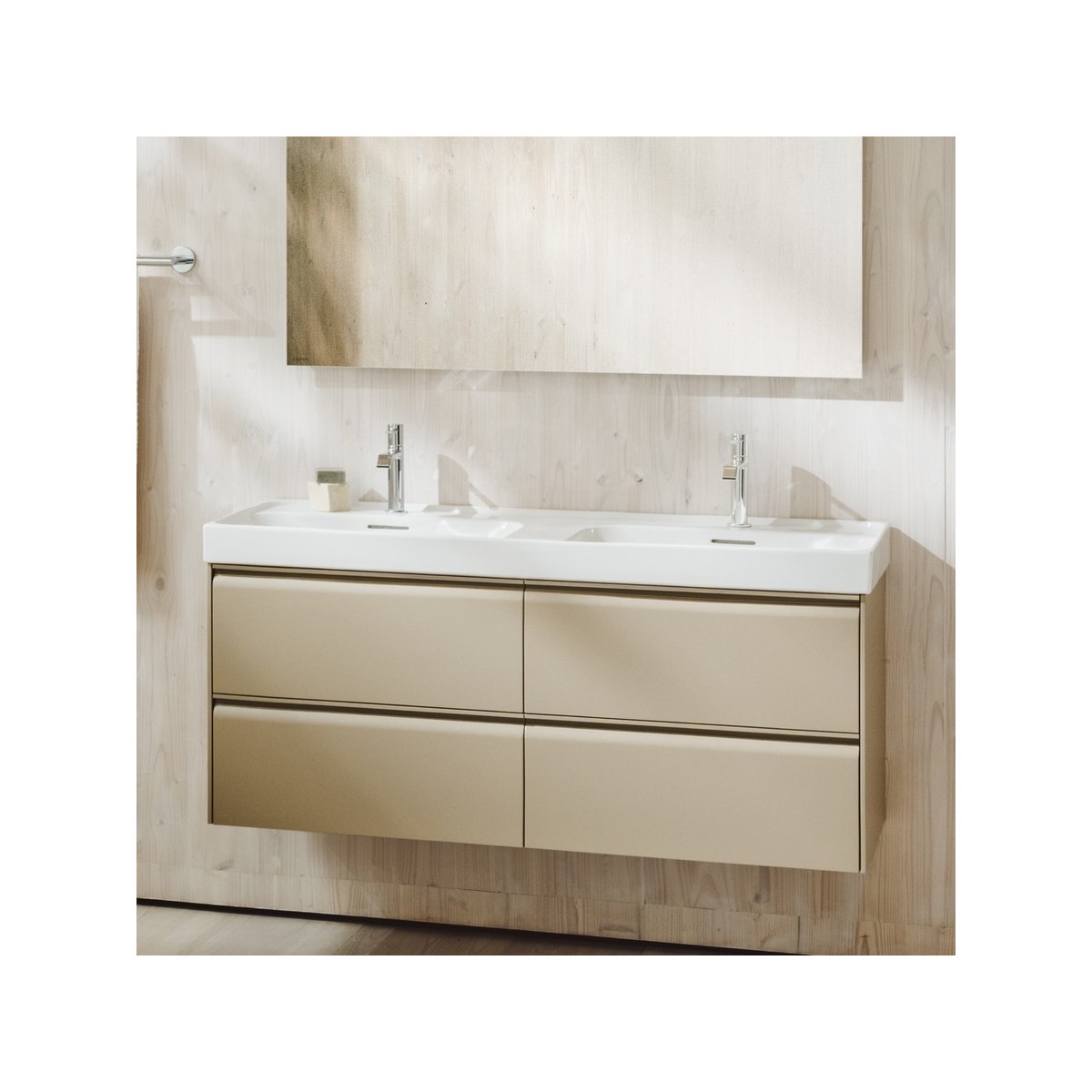 Meda lavabo double mural ou à poser sur meuble blanc mat 1300x460x80 mm - LAUFEN H8141127571041 