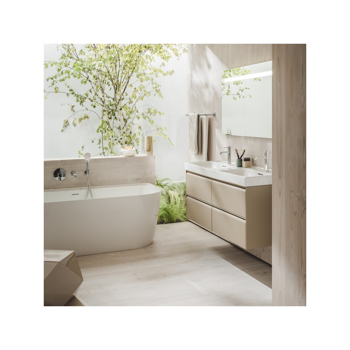 Meda lavabo double mural ou à poser sur meuble blanc mat 1300x460x80 mm - LAUFEN H8141127571041 
