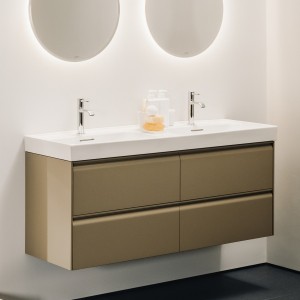 Meda lavabo double mural ou à poser sur meuble graphite mat 1300x460x80 mm - LAUFEN H8141127581041 