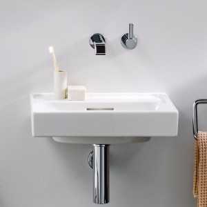 Meda lave-mains mural ou à poser sur meuble blanc 450x350x80 mm - LAUFEN H8151110001091 