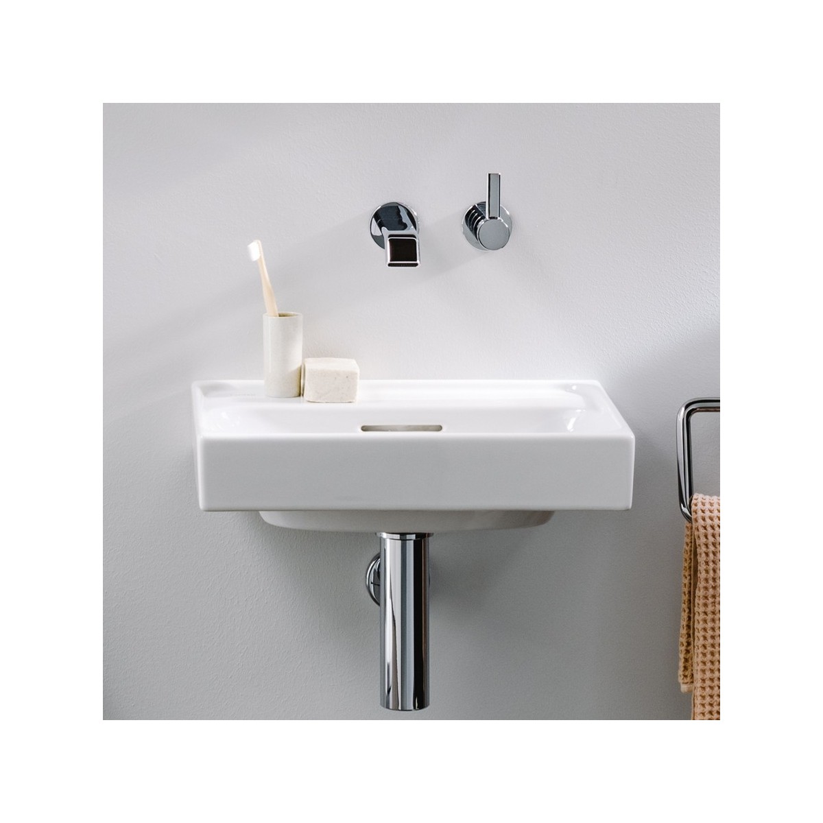 Meda lave-mains mural ou à poser sur meuble blanc lcc 450x350x80 mm - LAUFEN H8151114001091 