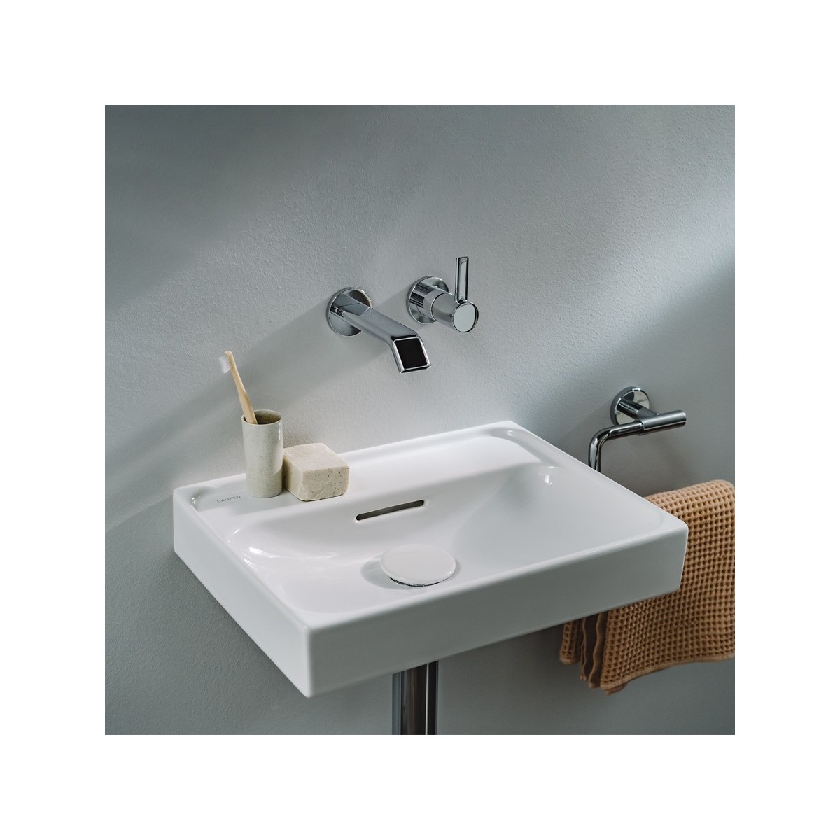 Meda lave-mains mural ou à poser sur meuble noir mat 450x350x80 mm - LAUFEN H8151117161091 