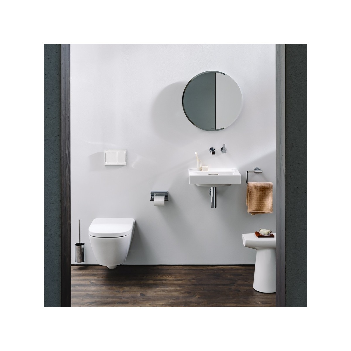 Meda lave-mains mural ou à poser sur meuble blanc mat 450x350x80 mm - LAUFEN H8151117571091 