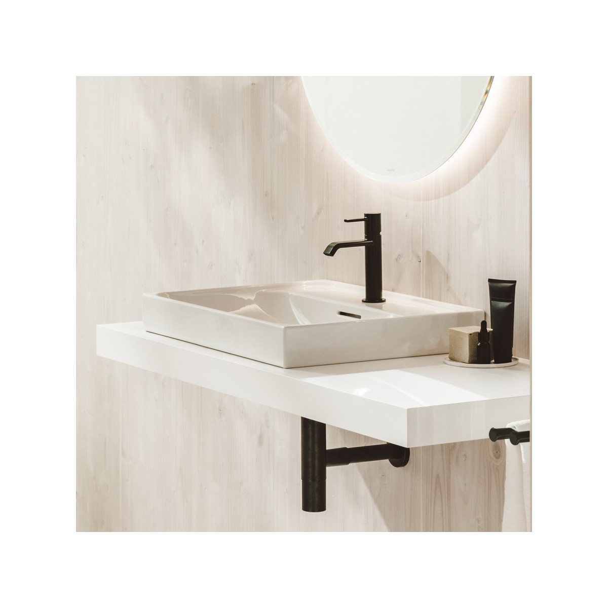 Meda lavabo à poser sur plan face inférieure meulée blanc mat 600x460x80 mm - LAUFEN H8161137571041 