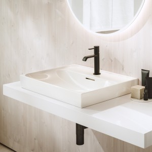 Meda lavabo à poser sur plan face inférieure meulée graphite mat 600x460x80 mm - LAUFEN H8161137581041 