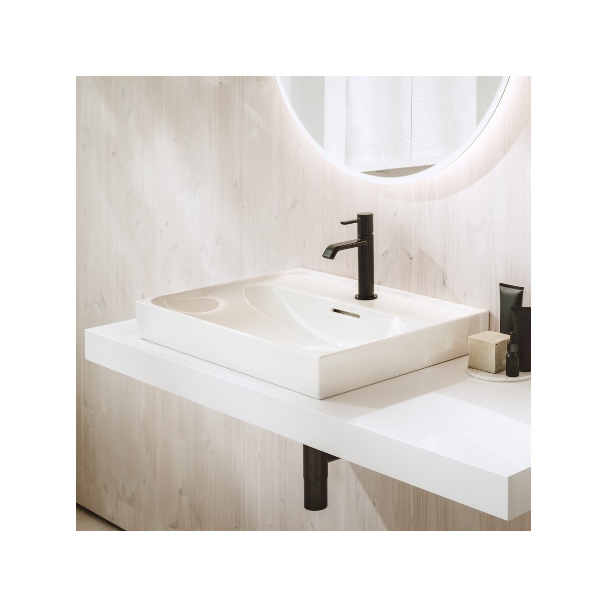 Meda lavabo à poser sur plan face inférieure meulée blanc lcc 650x460x80 mm - LAUFEN H8161144001041 
