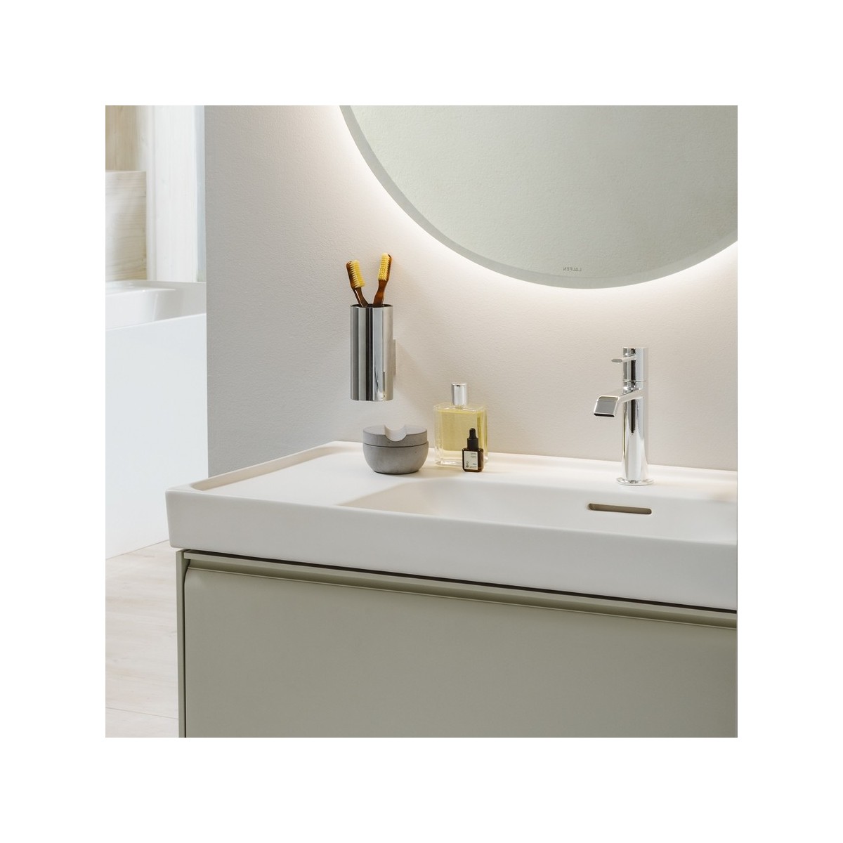 Meda lavabo mural ou à poser sur meuble tablette à gauche blanc lcc 800x460x80 - LAUFEN H8171154001041 