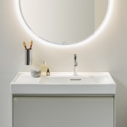 Meda lavabo mural ou à poser sur meuble tablette à gauche noir mat 800x460x80 mm - LAUFEN H8171157161041 