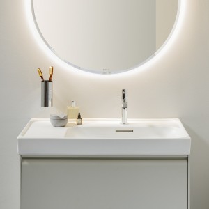 Meda lavabo mural ou à poser sur meuble tablette à gauche noir mat 800x460x80 mm - LAUFEN H8171157161041 