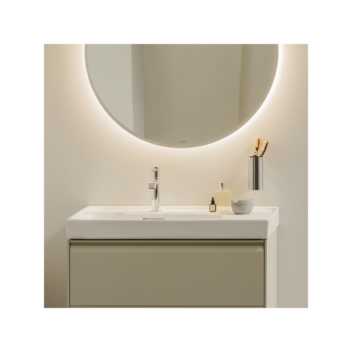 Meda lavabo mural ou à poser sur meuble tablette à droite blanc 800x460x80 mm - LAUFEN H8171160001041 