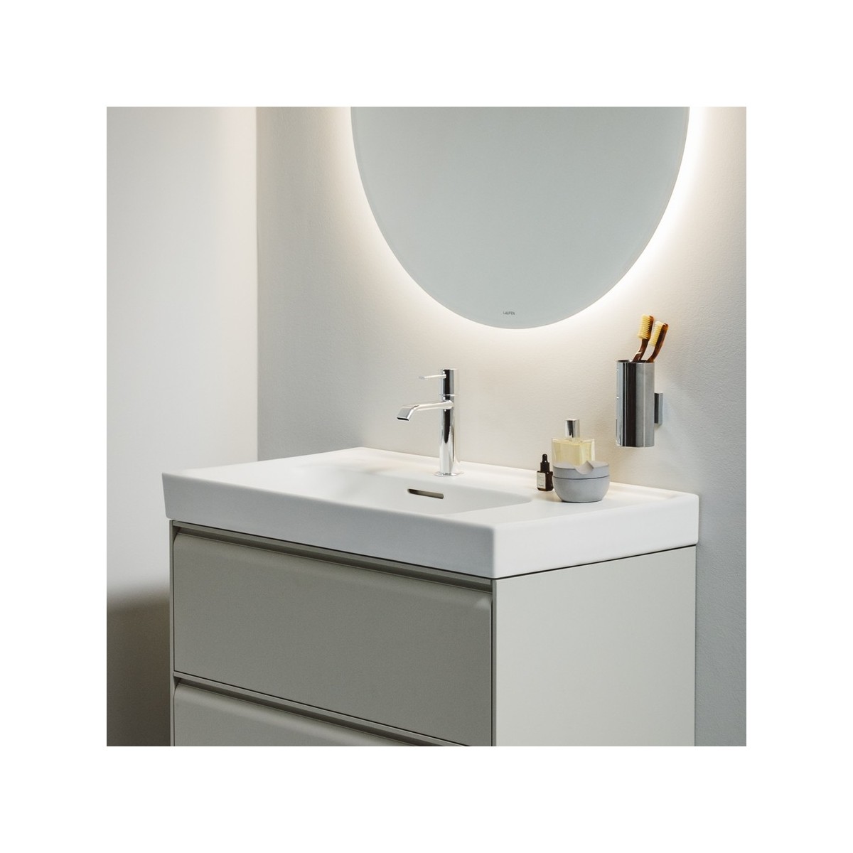 Meda lavabo mural ou à poser sur meuble tablette à droite noir mat 800x460x80 mm - LAUFEN H8171167161041 