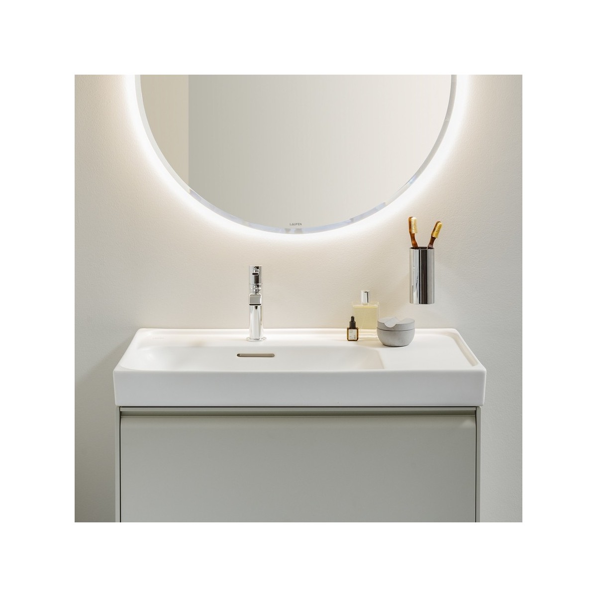 Meda lavabo mural ou à poser sur meuble tablette à droite blanc mat 800x460x80mm - LAUFEN H8171167571041 