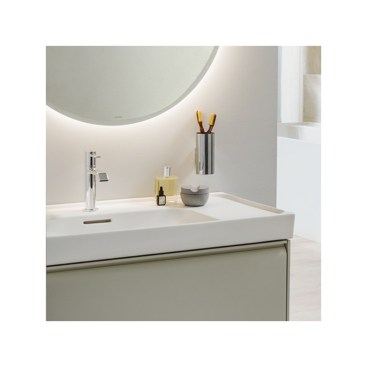 Meda lavabo mural ou à poser sur meuble tablette à droite blanc mat 800x460x80mm - LAUFEN H8171167571041 