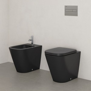 Meda abattant wc déclips frein de chute charn acier inoxyd noir mat 445x365x50 - LAUFEN H8911137160001 