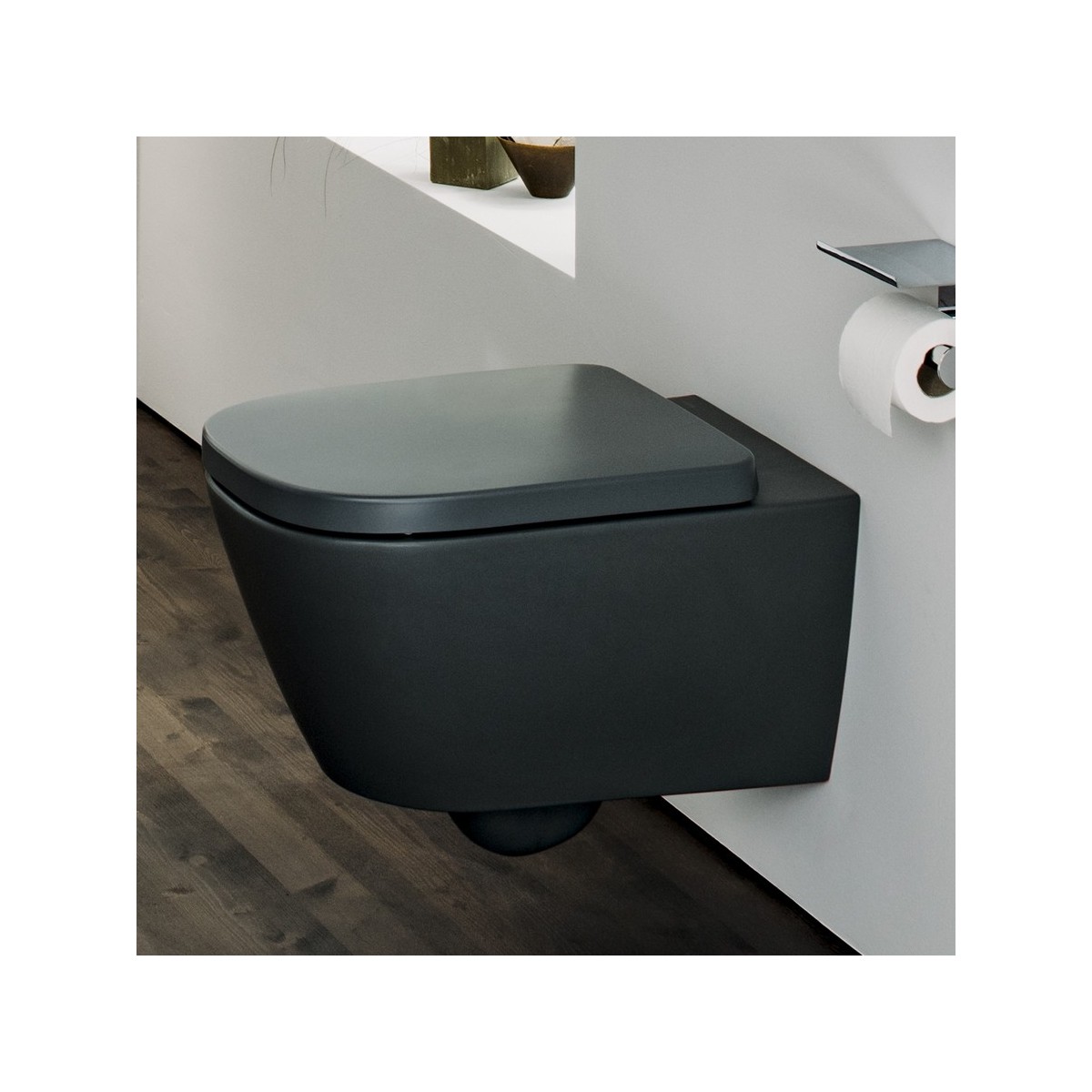 Meda abattant wc déclips frein de chute charn acier inoxyd noir mat 445x365x50 - LAUFEN H8911137160001 