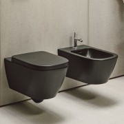 Meda abattant wc déclips frein de chute charn acier inoxyd noir mat 445x365x50 - LAUFEN H8911137160001 