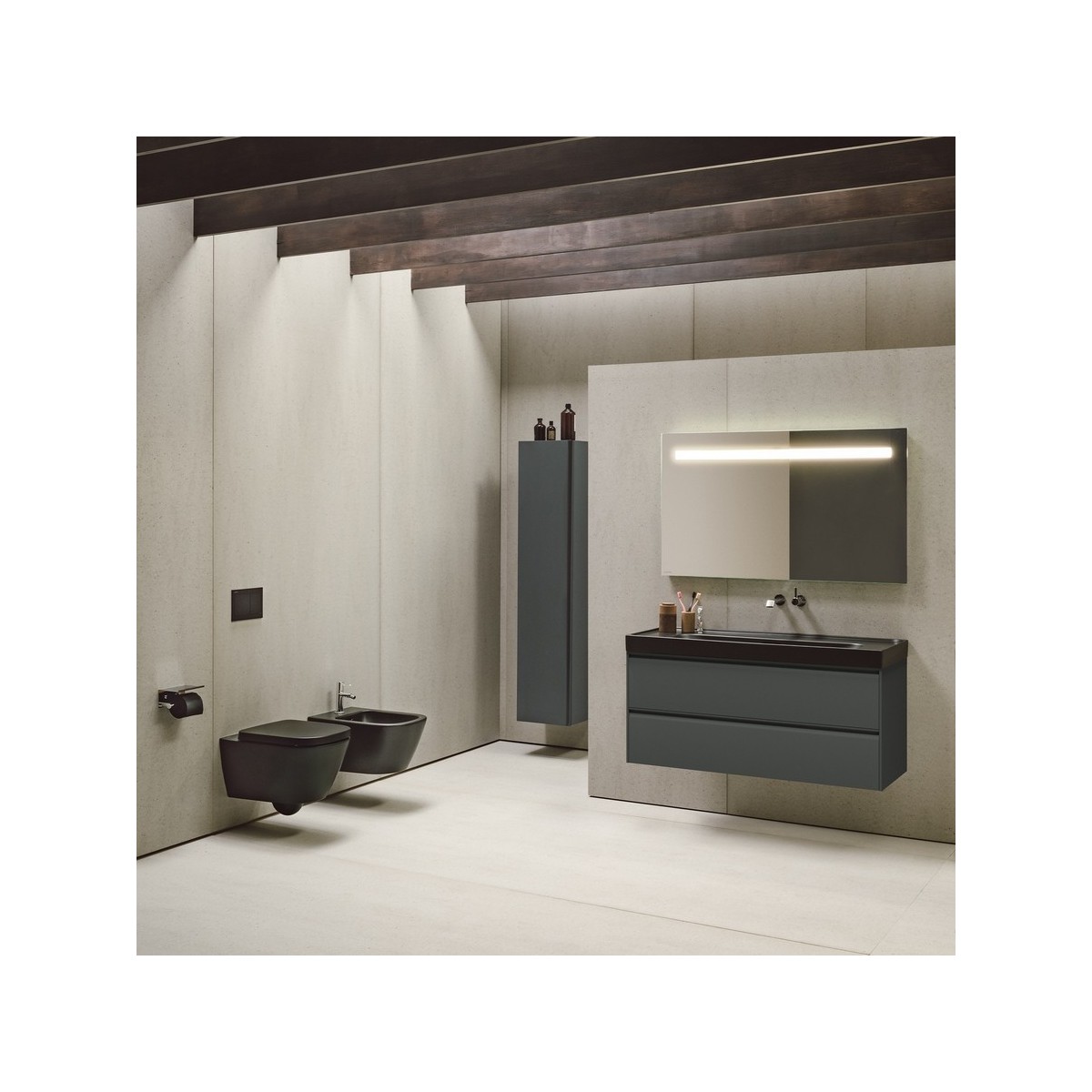 Meda abattant wc déclips frein de chute charn acier inoxyd noir mat 445x365x50 - LAUFEN H8911137160001 