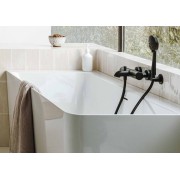 Ona baignoire îlot en stonex d'angle asymétrique gauche 1600x700 blanc - ROCA A248629000 